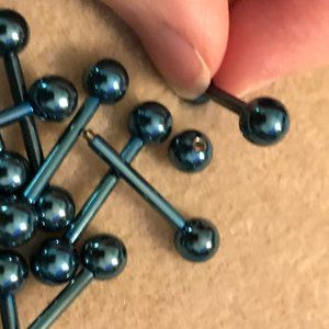 12 Gauge Cobalt Blue Titanium Tongue Rings